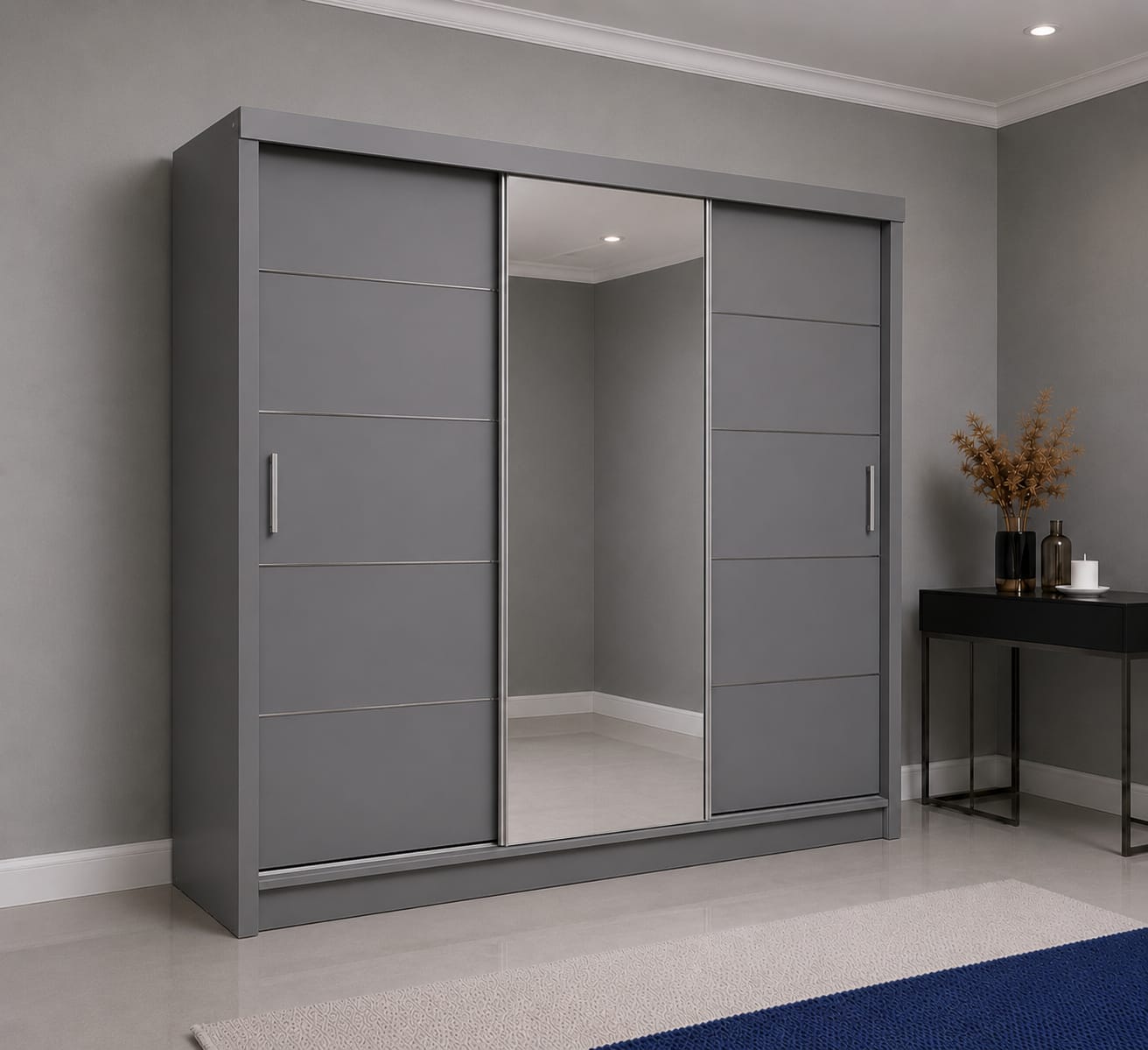 Linden Sliding Door Wardrobe with Mirror – 2 Door or 3 Doors, Multiple Sizes & Colour, shelves & Drawers