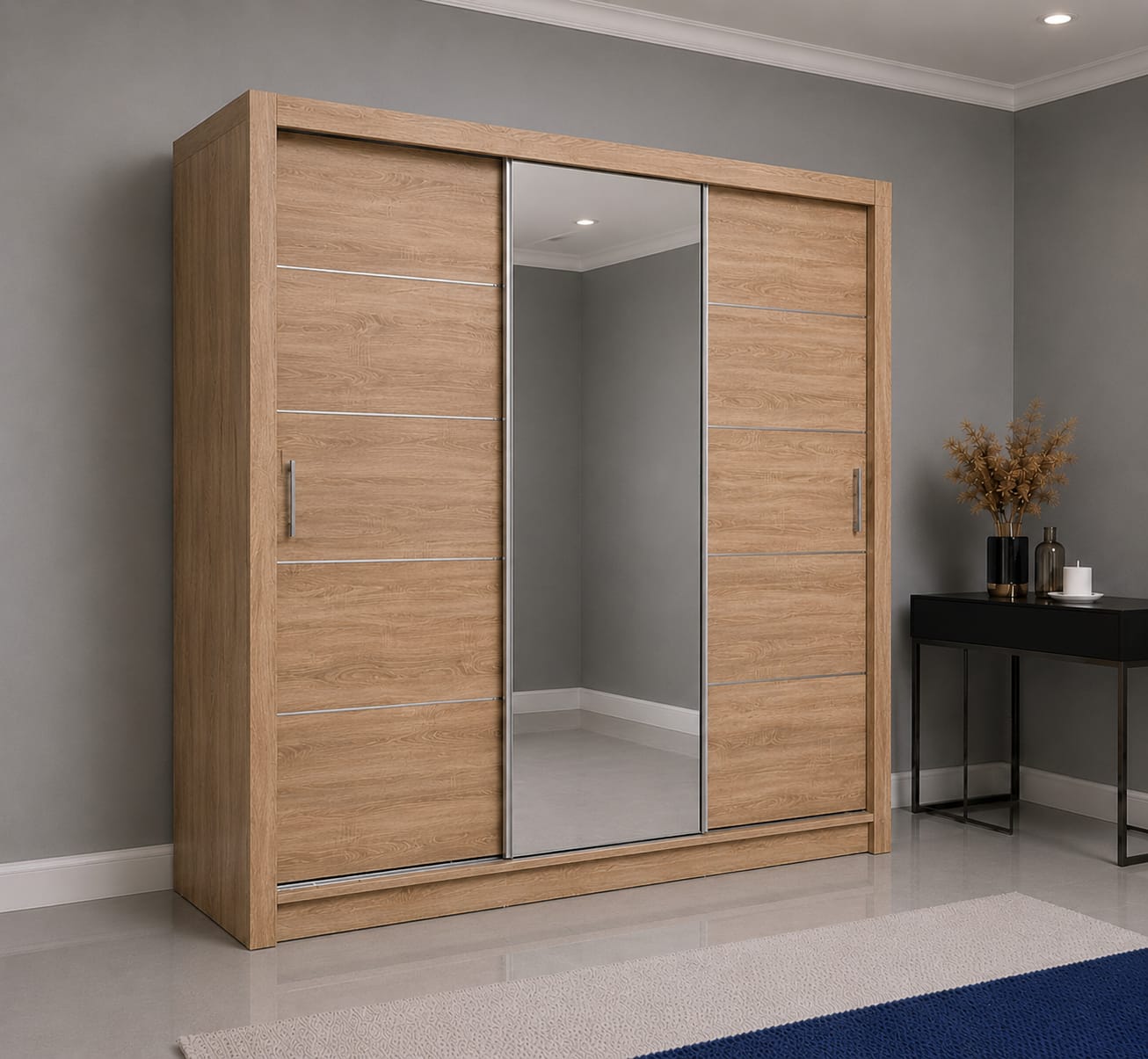 Linden Sliding Door Wardrobe with Mirror – 2 Door or 3 Doors, Multiple Sizes & Colour, shelves & Drawers