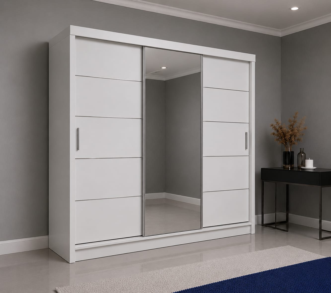 Linden Sliding Door Wardrobe with Mirror – 2 Door or 3 Doors, Multiple Sizes & Colour, shelves & Drawers