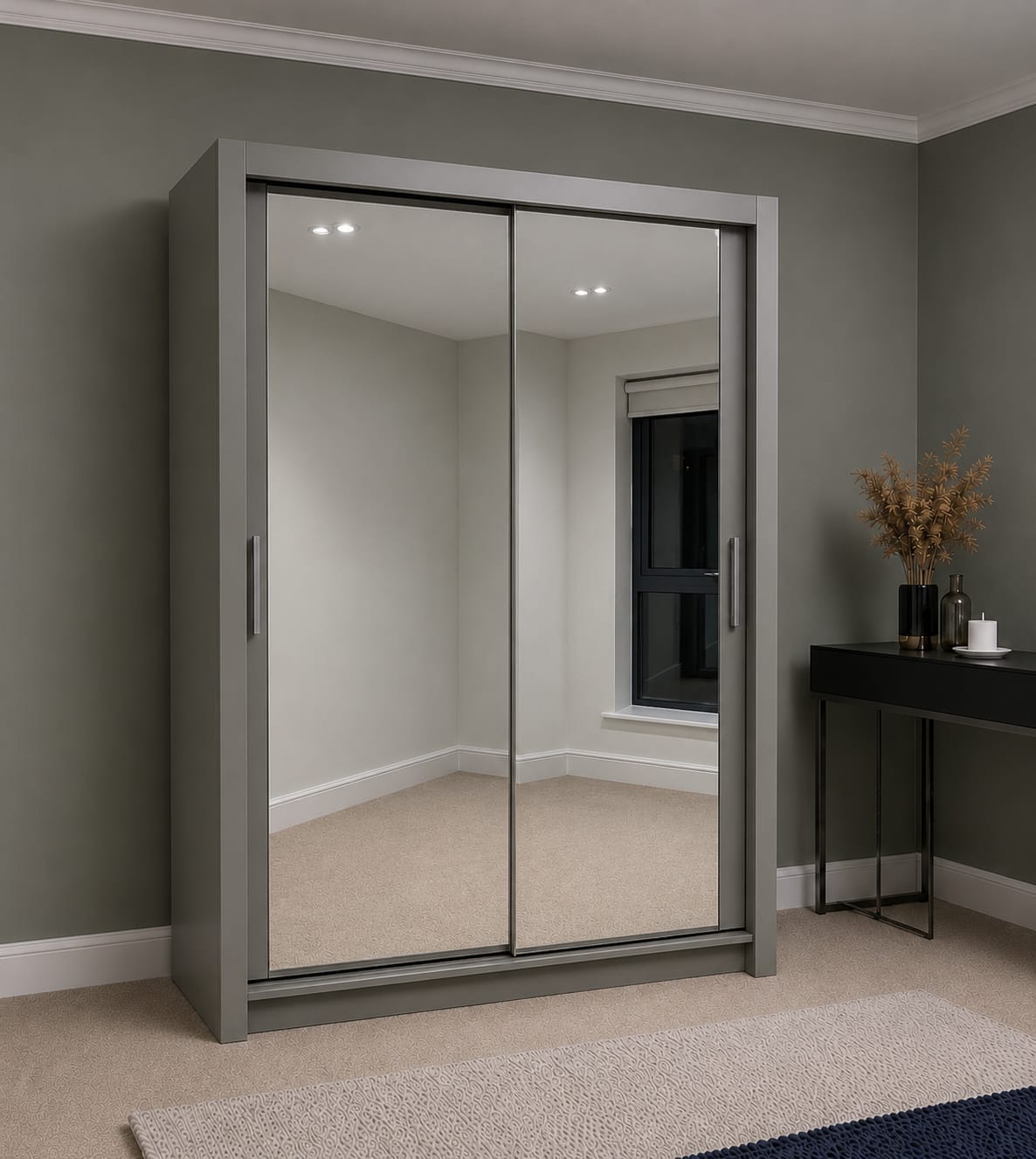 Maple Sliding Door Wardrobe with Mirror – 2 Door or 3 Doors, Multiple Sizes & Colour, shelves & Drawers