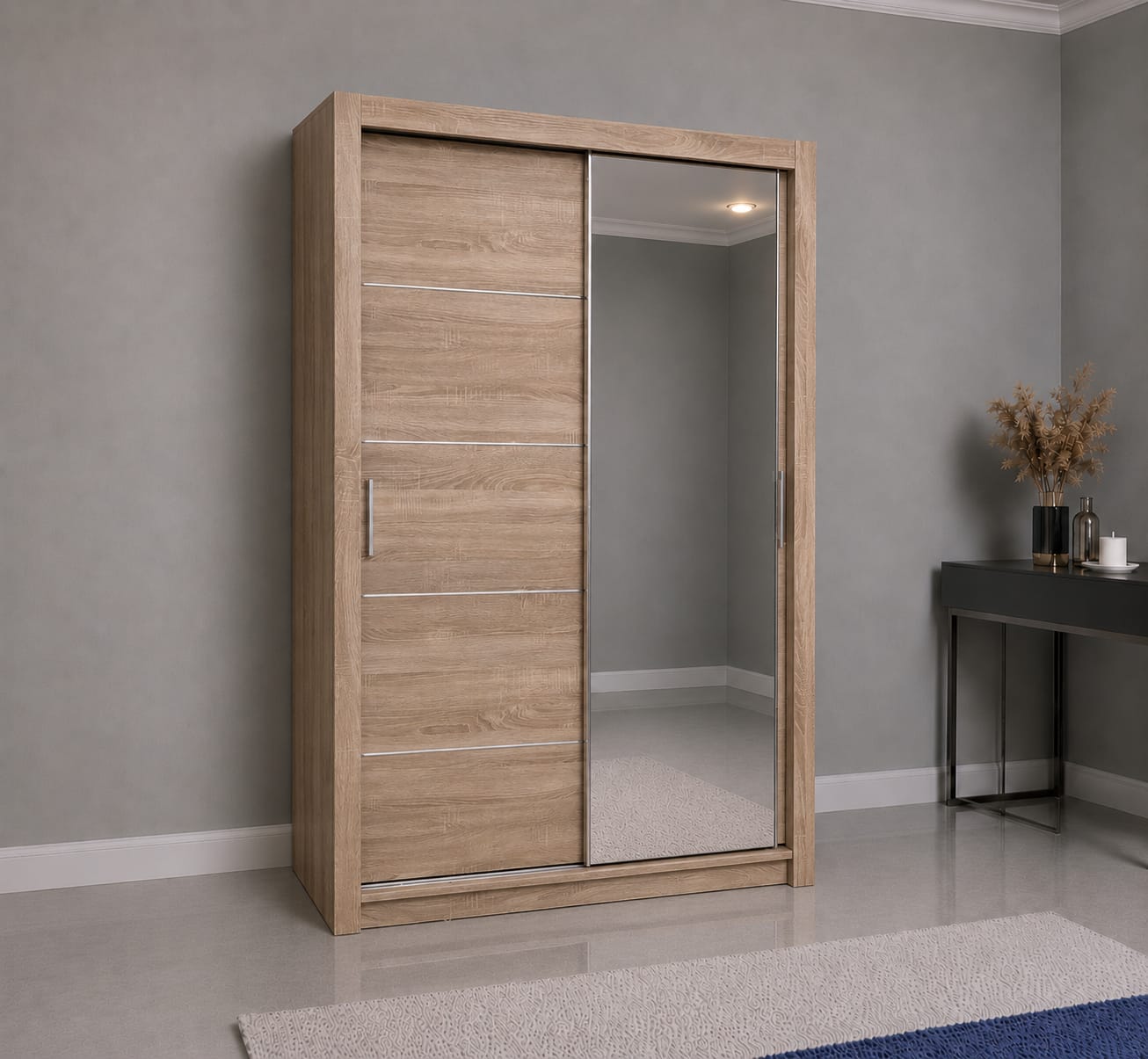 Linden Sliding Door Wardrobe with Mirror – 2 Door or 3 Doors, Multiple Sizes & Colour, shelves & Drawers