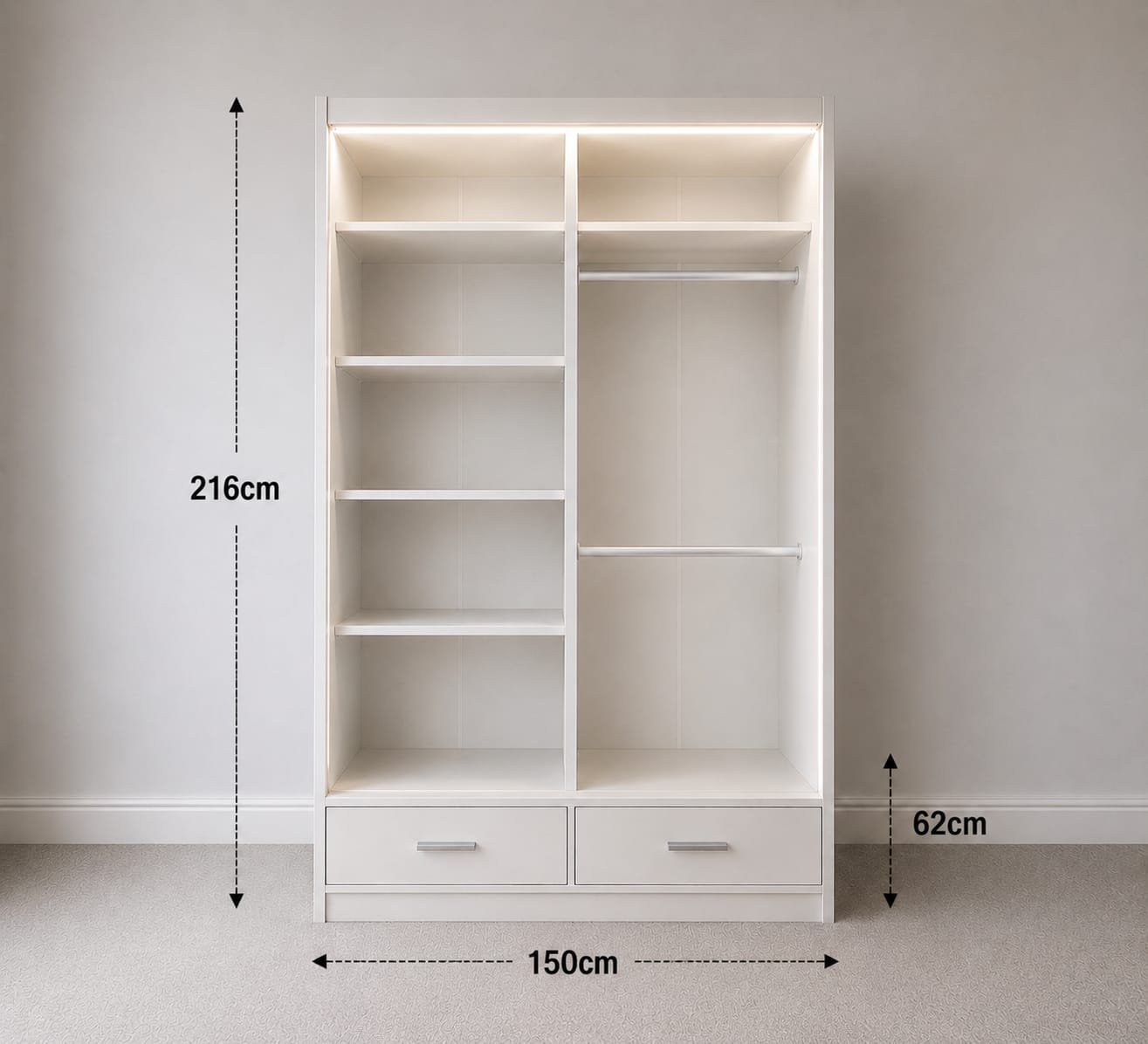 Flavia Premium High Gloss Sliding Door Wardrobe with Mirrors LED Lighting, Drawers, and Smart Storage – 150cm, 205cm & 256cm Options