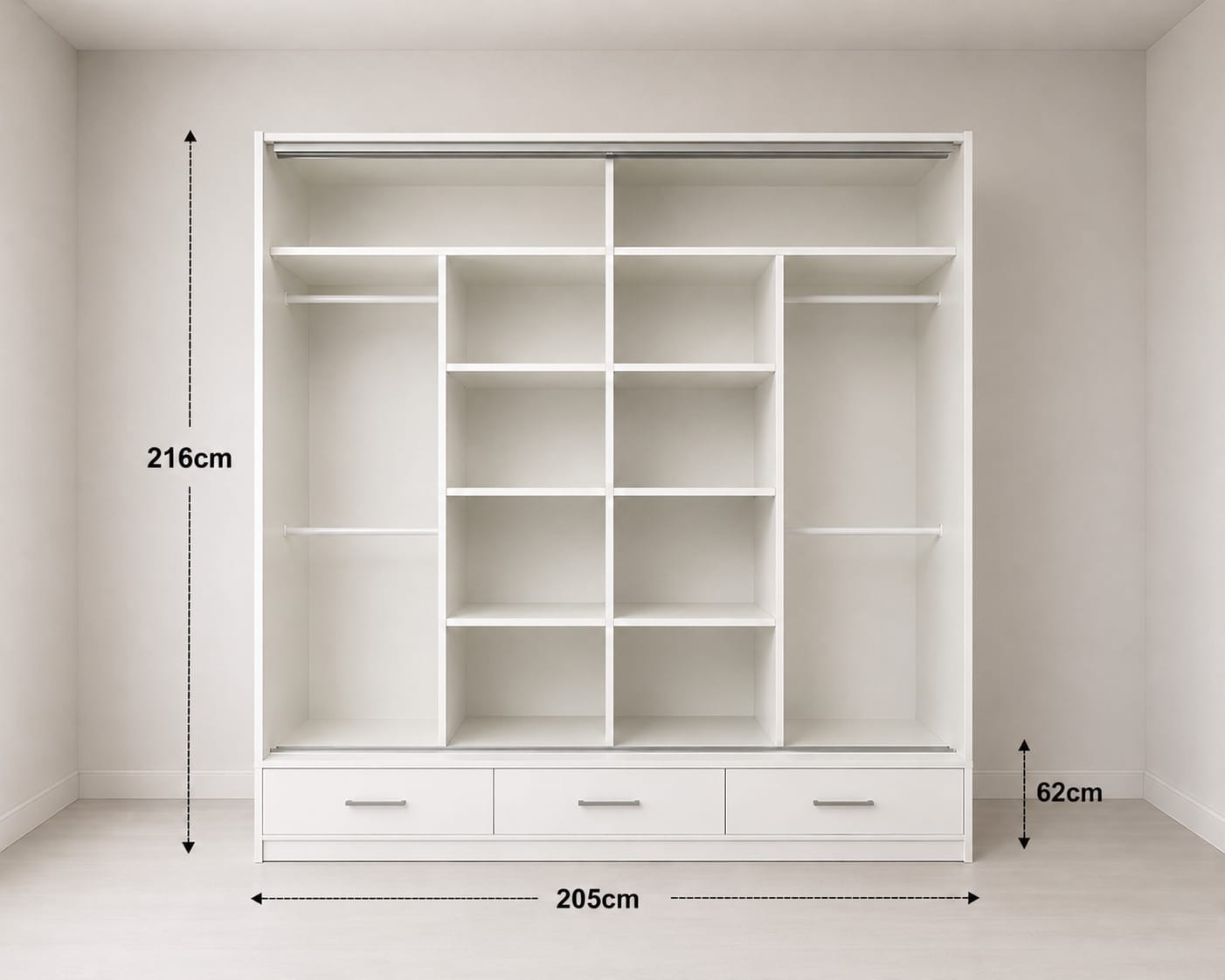Flavia Premium High Gloss Sliding Door Wardrobe with Mirrors LED Lighting, Drawers, and Smart Storage – 150cm, 205cm & 256cm Options