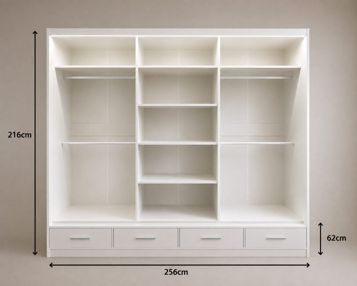 Flavia Premium High Gloss Sliding Door Wardrobe with Mirrors LED Lighting, Drawers, and Smart Storage – 150cm, 205cm & 256cm Options