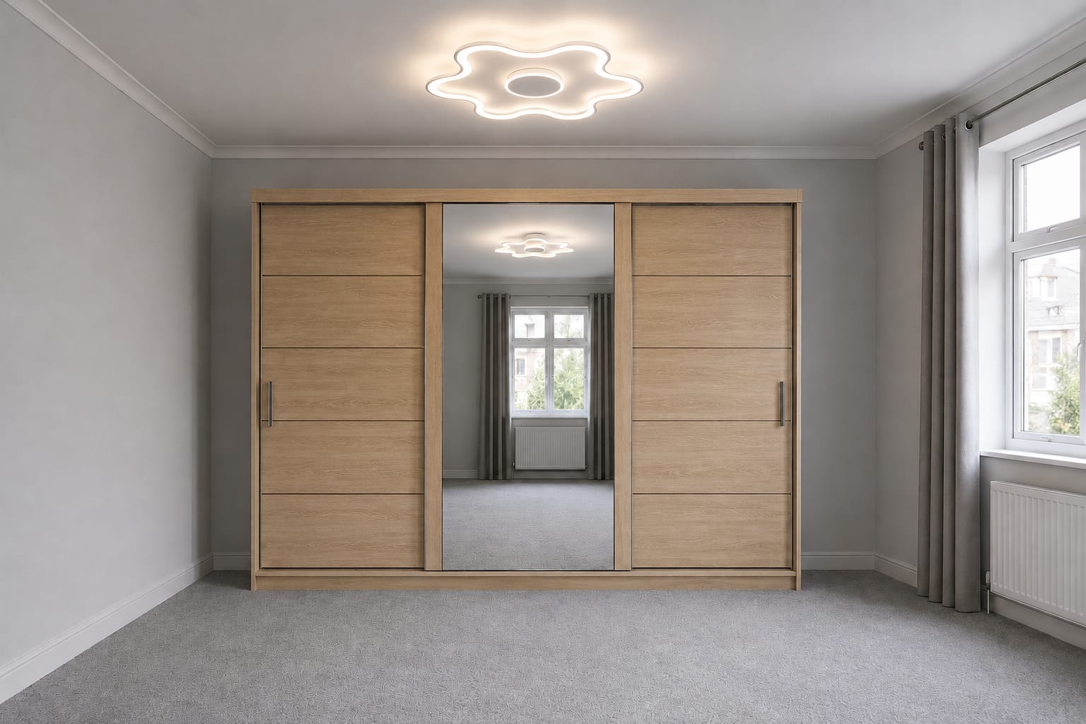 Linden Sliding door wardrobe with mirror 3- doors Shelves, drawers & hanging rails - Multiple sizes & colours