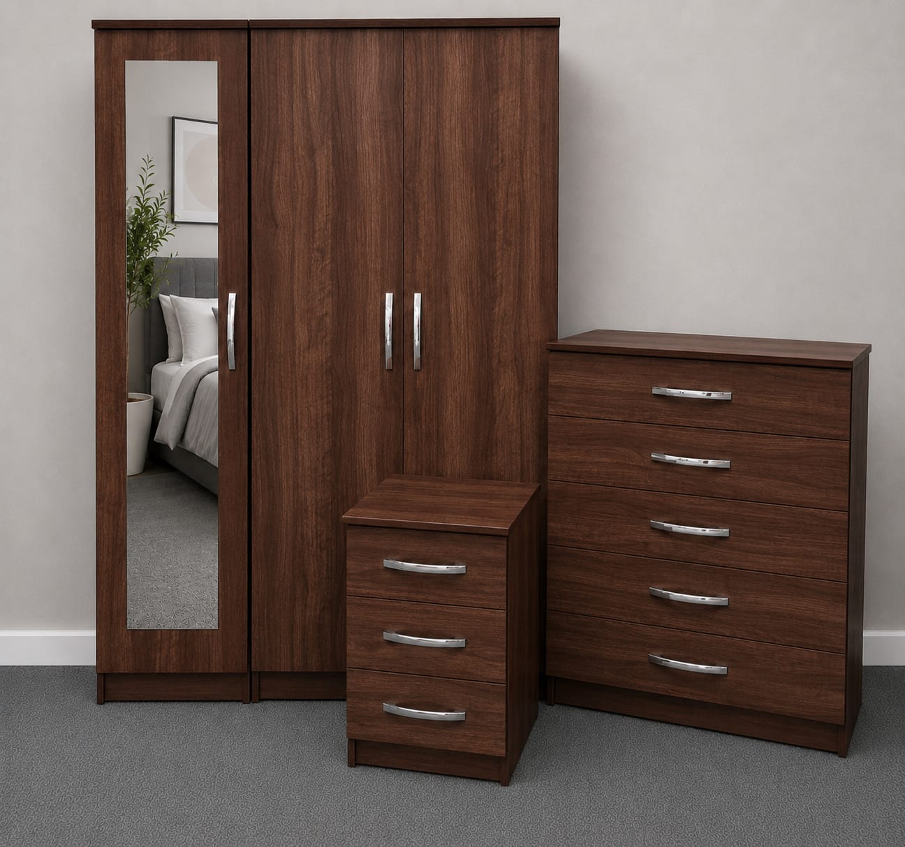 1 Mirror - No Drawers (3 DOOR SET)