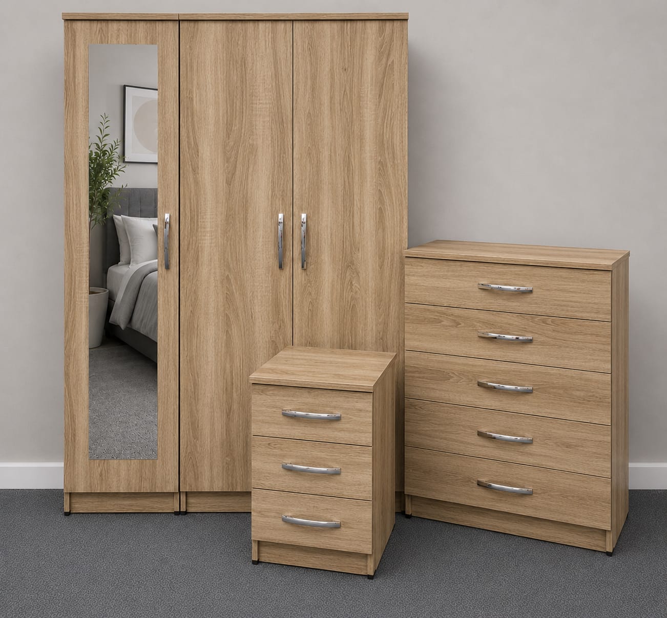 1 Mirror - No Drawers (3 DOOR SET)