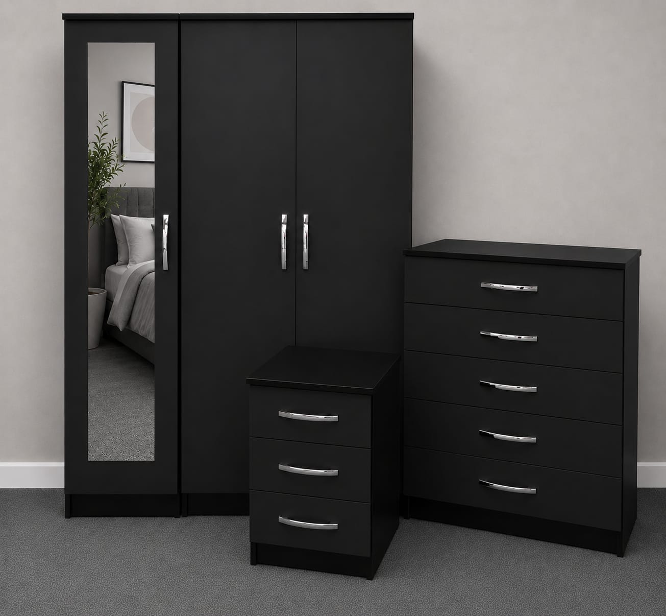 1 Mirror - No Drawers (3 DOOR SET)