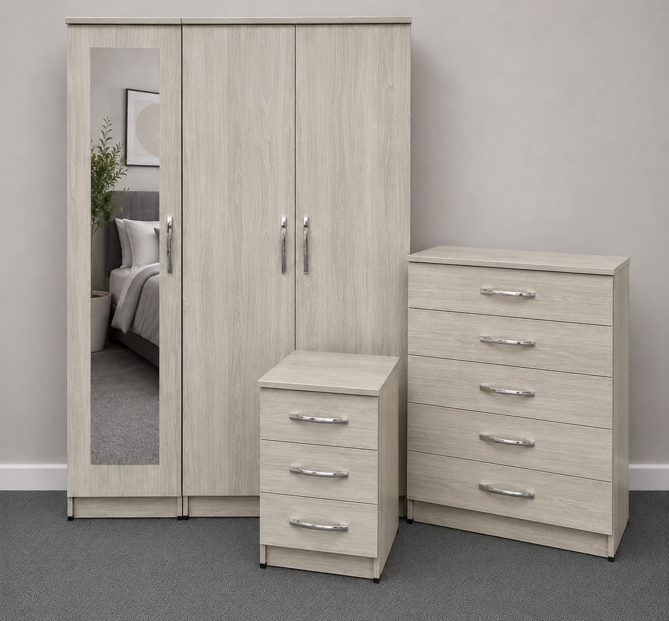 1 Mirror - No Drawers (3 DOOR SET)