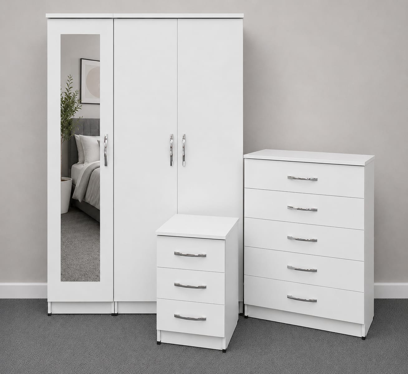 1 Mirror - No Drawers (3 DOOR SET)