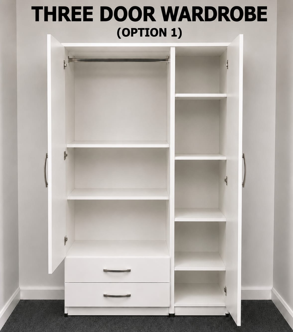 No Mirror & 2 Drawers (3 DOOR)