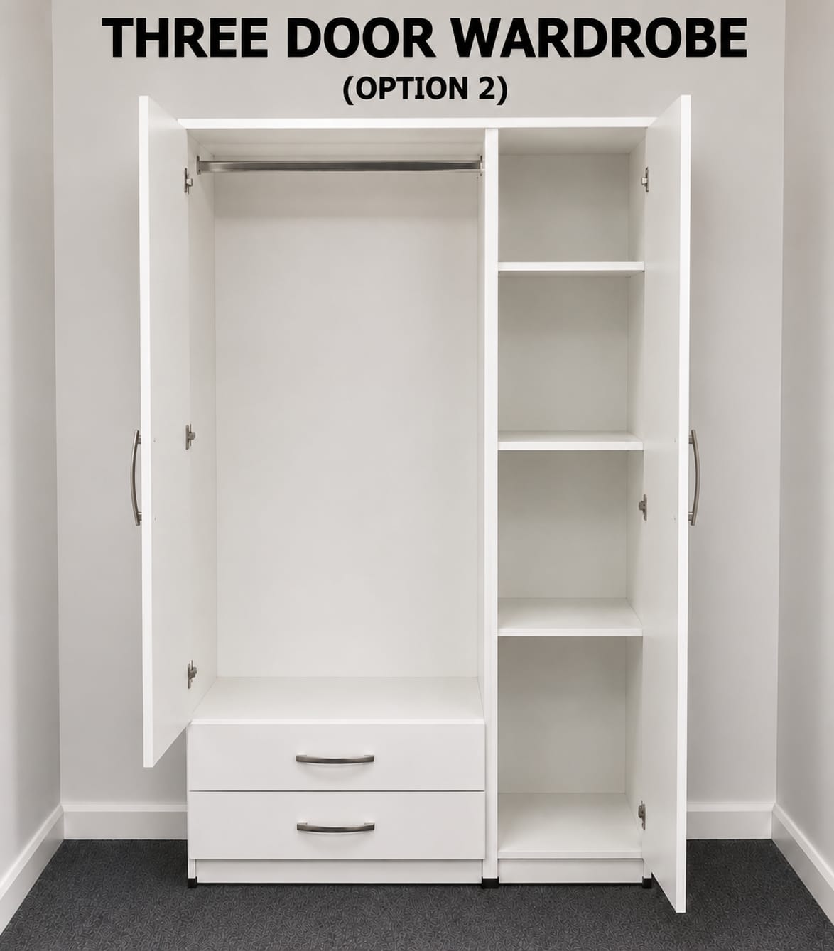 No Mirror & 2 Drawers (3 DOOR)