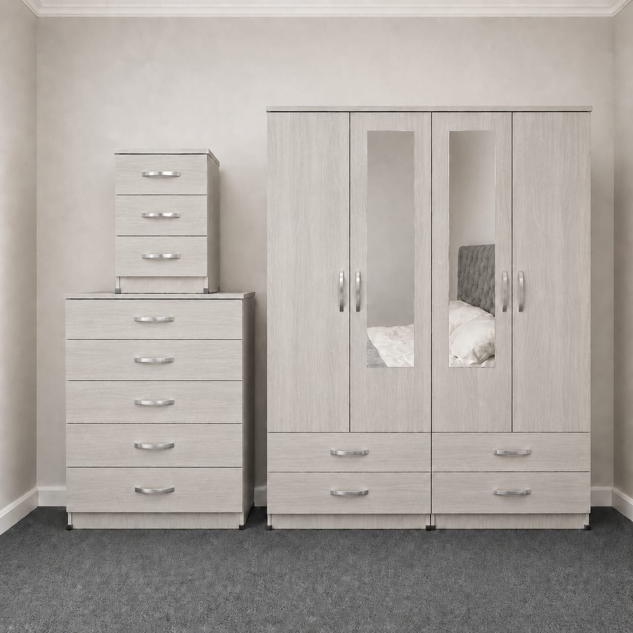 2 Mirrors & 2 Drawers(4 DOOR SET)