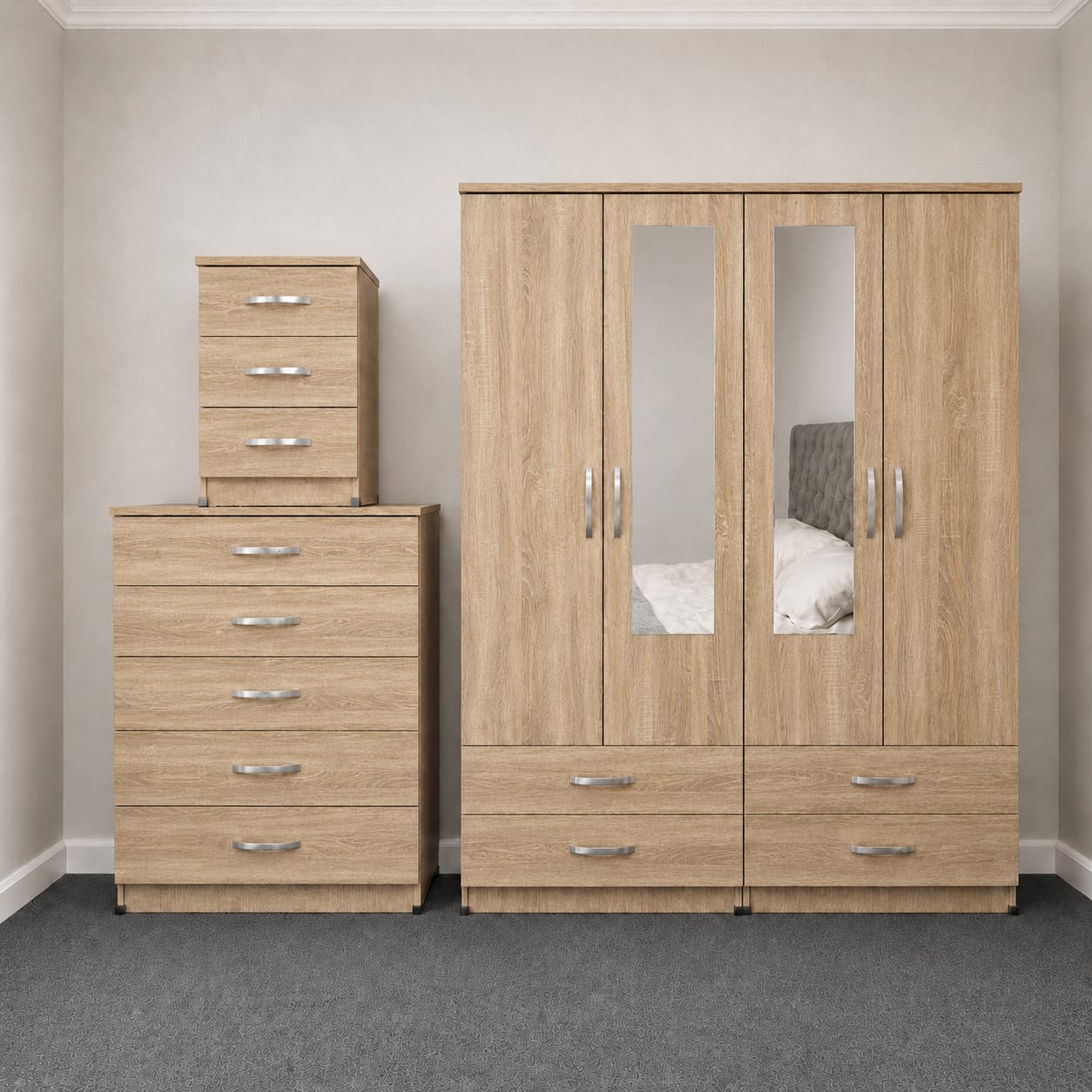 2 Mirrors & 2 Drawers(4 DOOR SET)