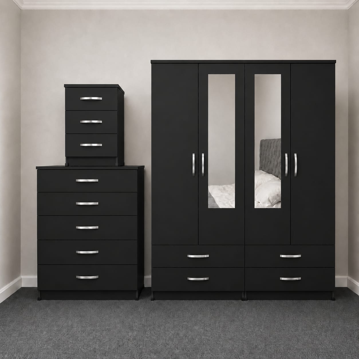 2 Mirrors & 2 Drawers(4 DOOR SET)
