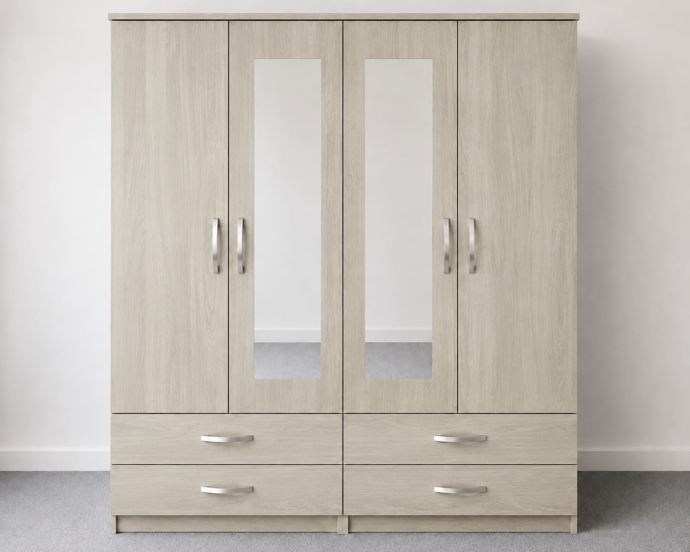 2 Mirrors & 2 Drawers( 4 DOOR)