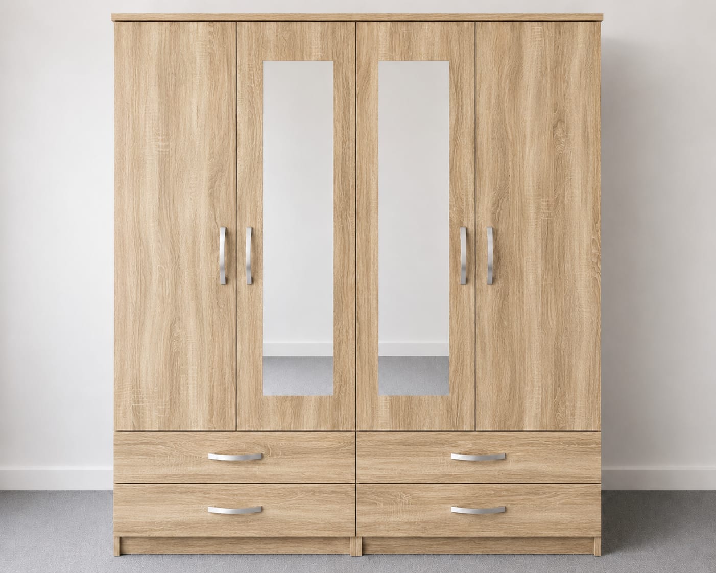 2 Mirrors & 2 Drawers( 4 DOOR)