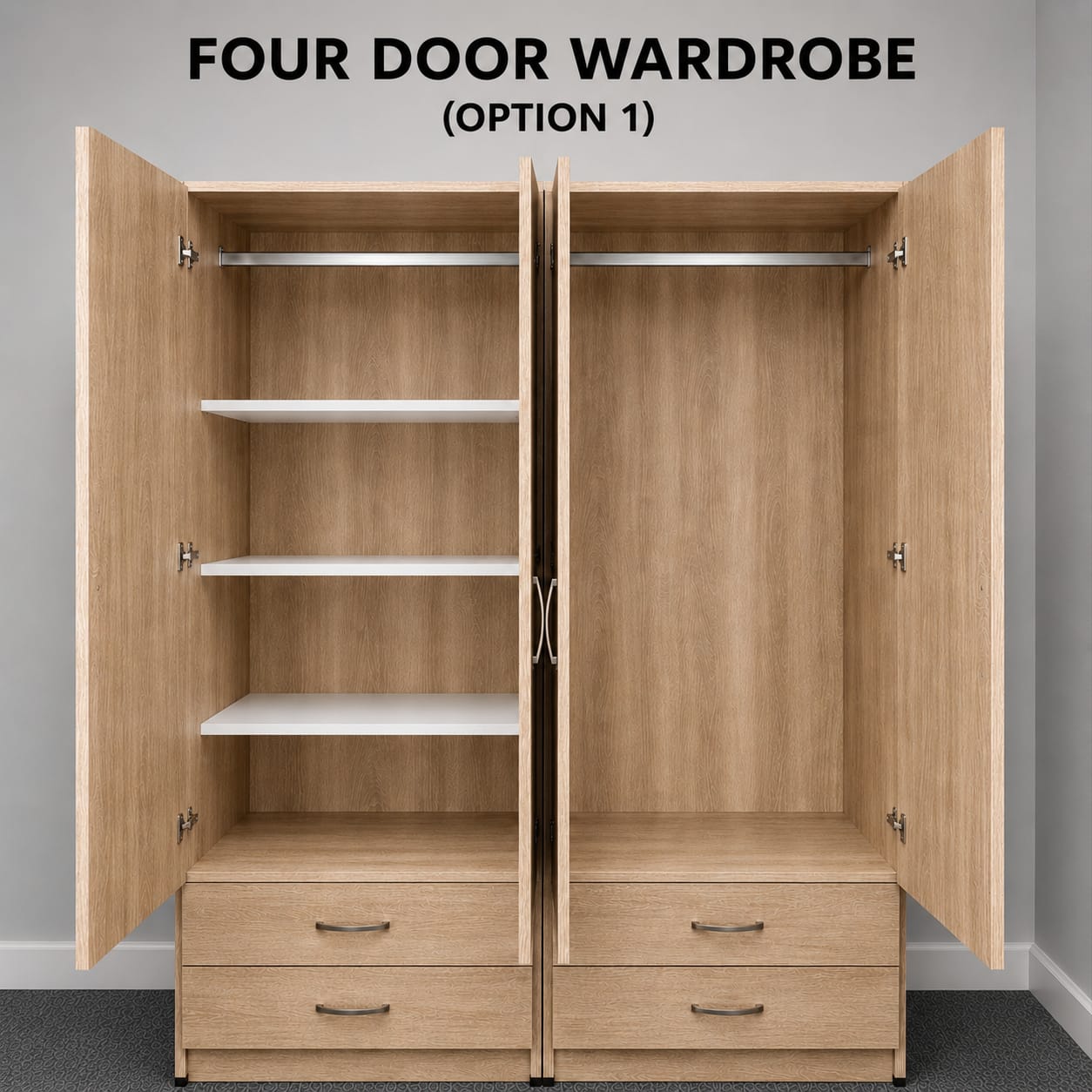 No Mirror & 2 Drawers( 4 DOOR)