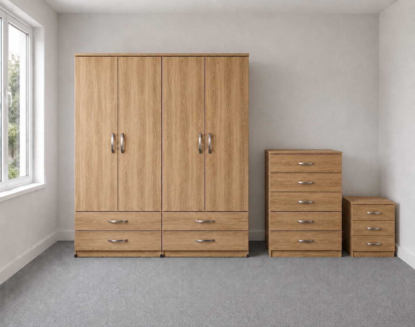 No Mirrors & 2 Drawers( 4 DOOR SET)