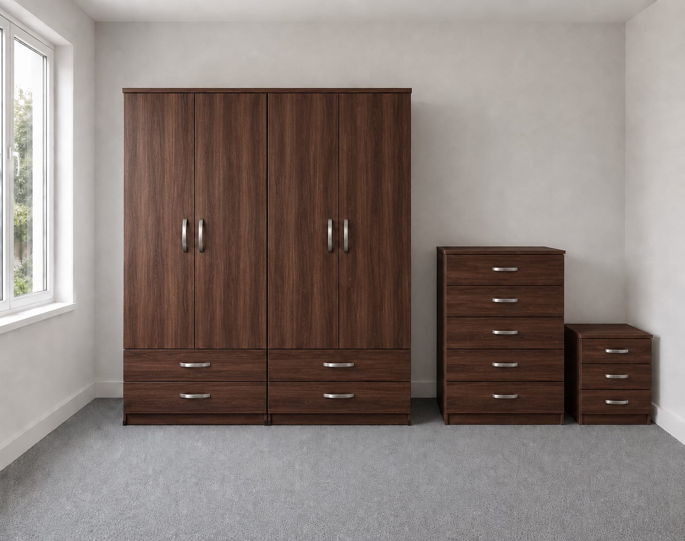 No Mirrors & 2 Drawers( 4 DOOR SET)