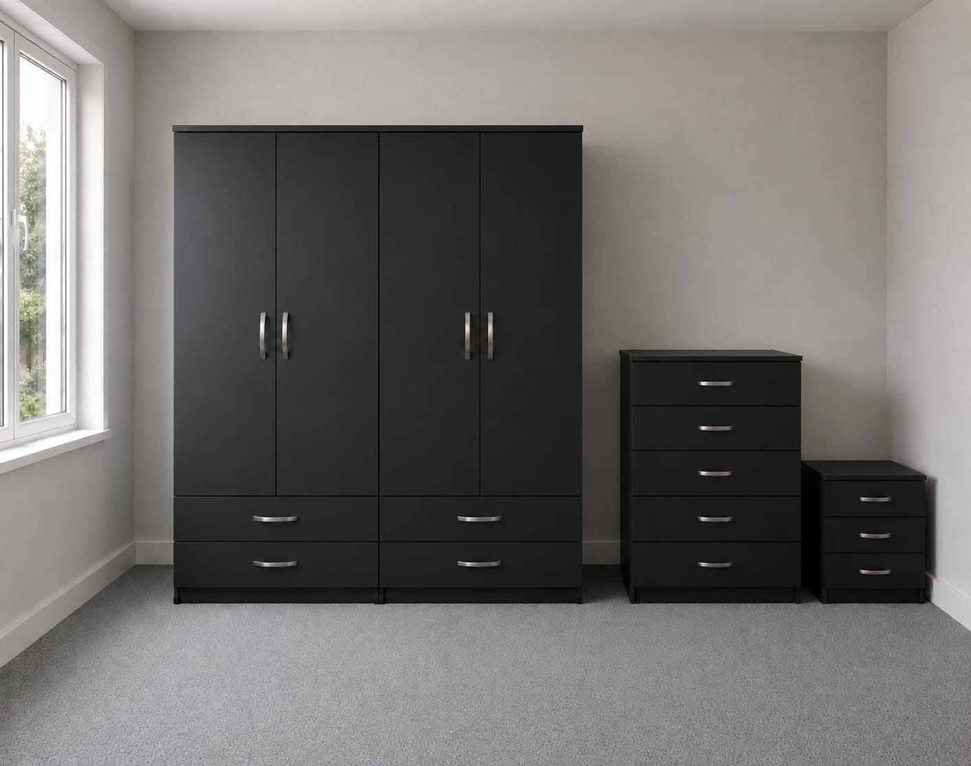 No Mirrors & 2 Drawers( 4 DOOR SET)