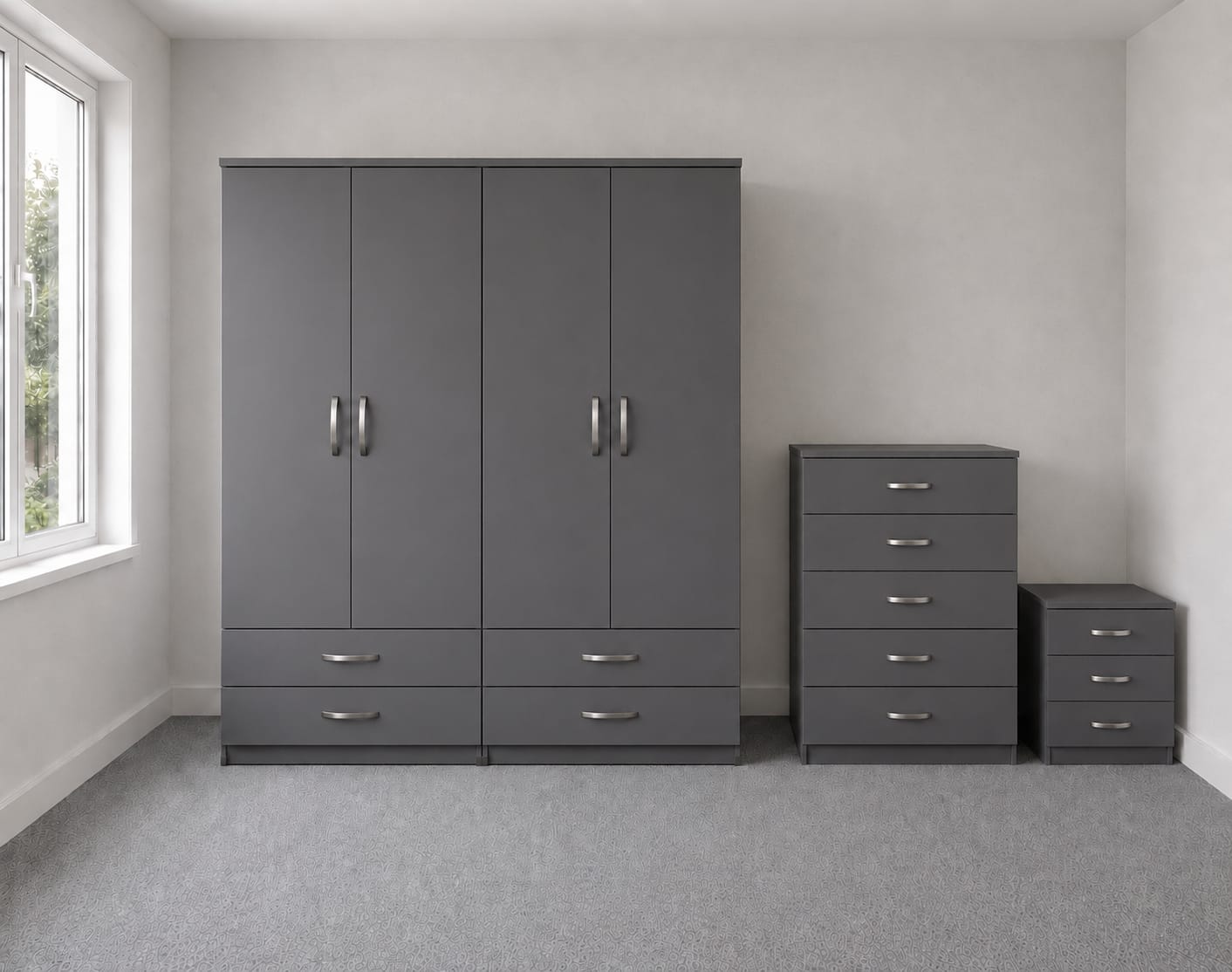 No Mirrors & 2 Drawers( 4 DOOR SET)