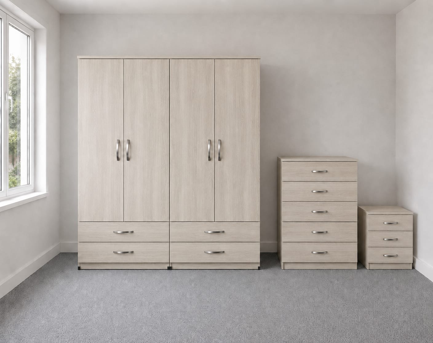 No Mirrors & 2 Drawers( 4 DOOR SET)