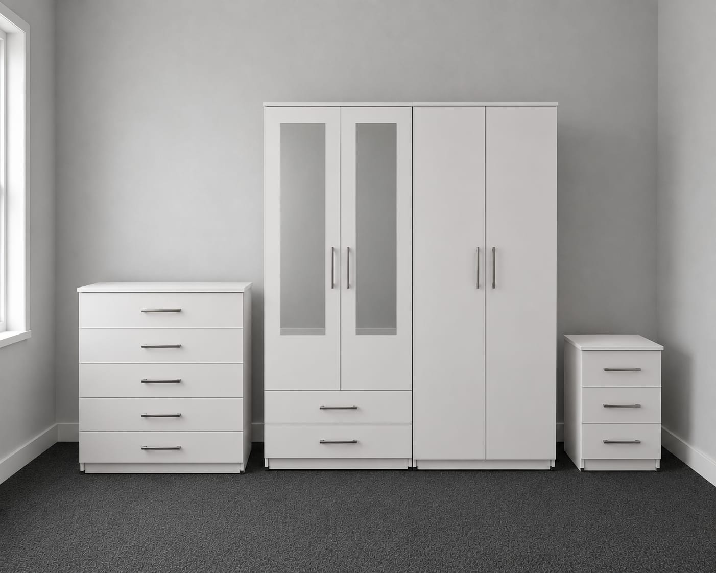2 Mirrors & 2 Drawers ( 4 DOOR SET)