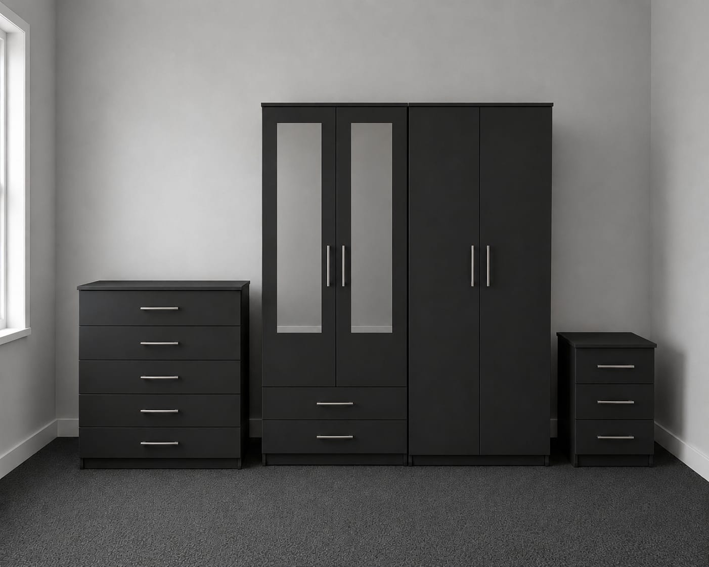 2 Mirrors & 2 Drawers ( 4 DOOR SET)