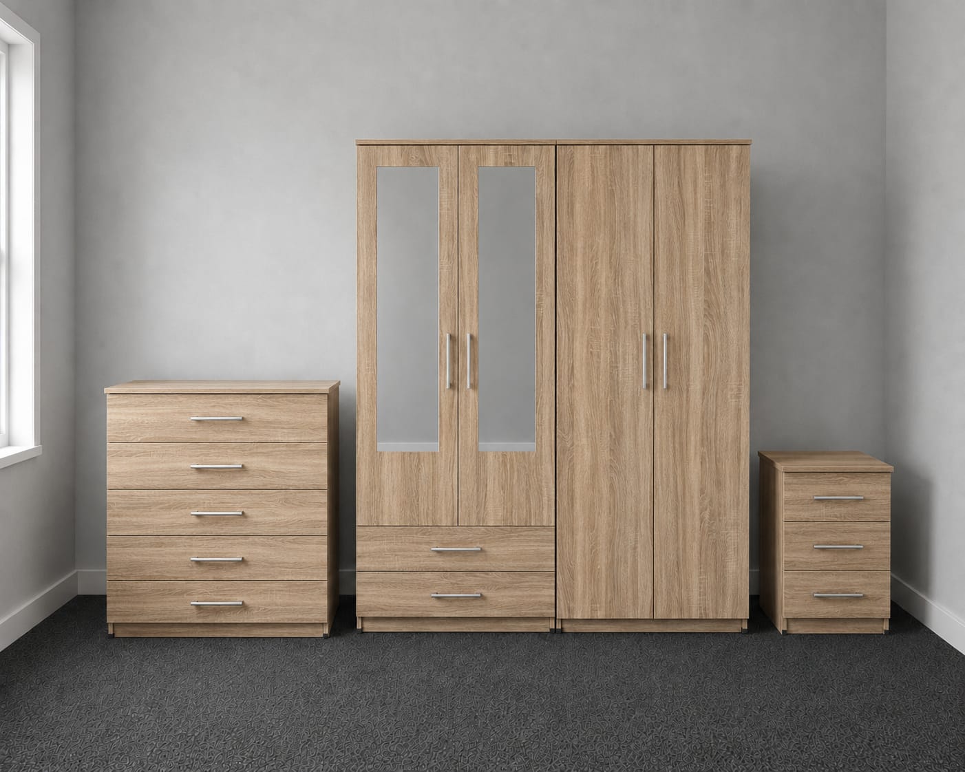 2 Mirrors & 2 Drawers ( 4 DOOR SET)
