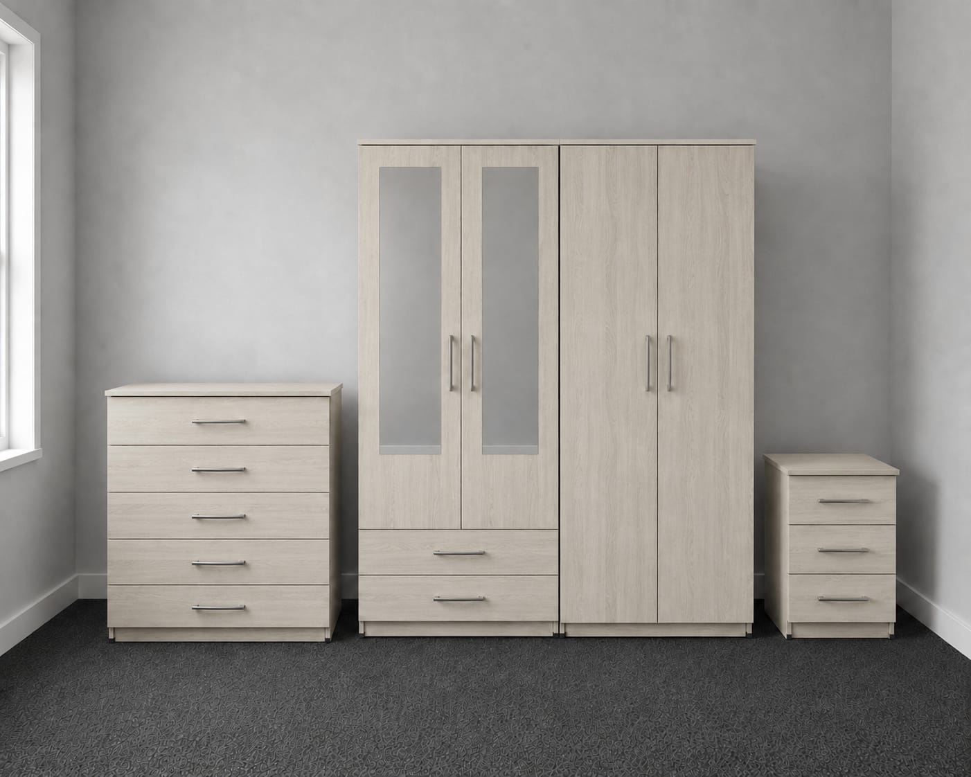 2 Mirrors & 2 Drawers ( 4 DOOR SET)