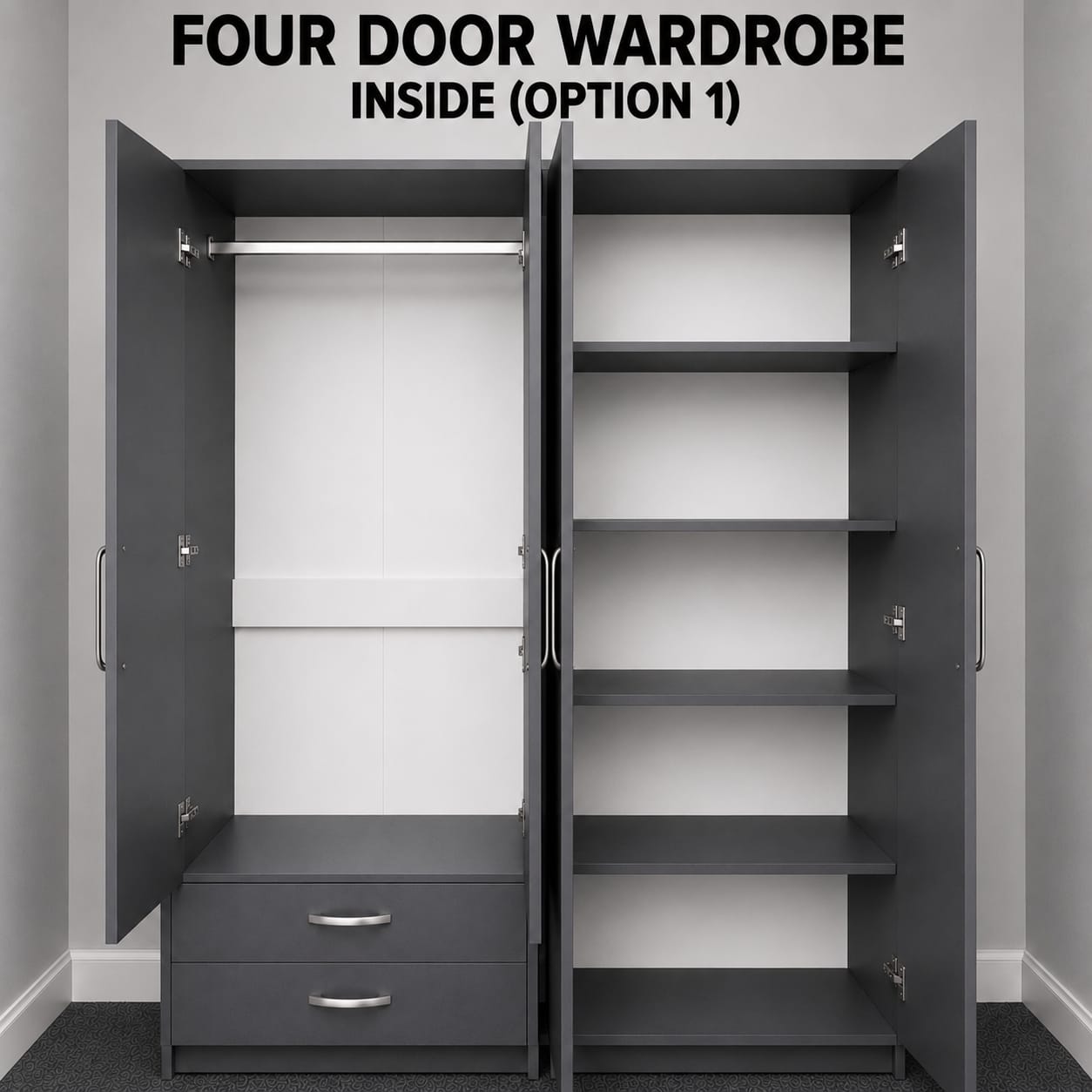 2 Mirrors & 2 Drawers ( 4 DOOR SET)