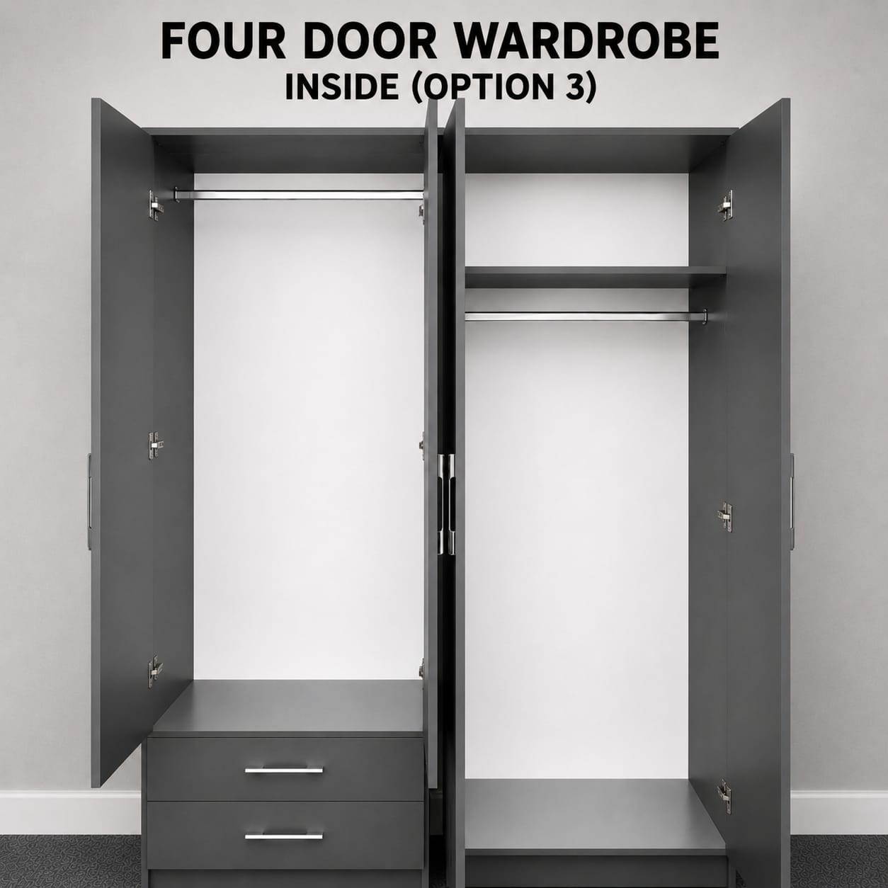 2 Mirrors & 2 Drawers ( 4 DOOR SET)
