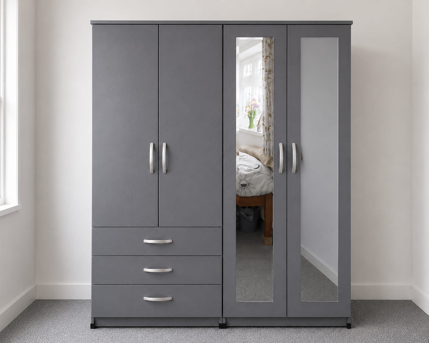 2 Mirrors & 3 Drawers ( 4 DOOR)