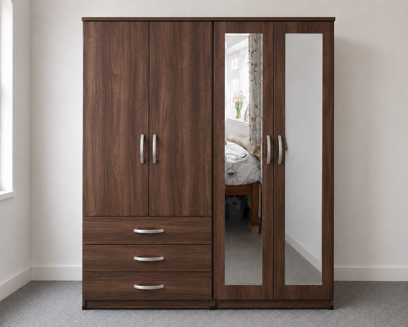 2 Mirrors & 3 Drawers ( 4 DOOR)