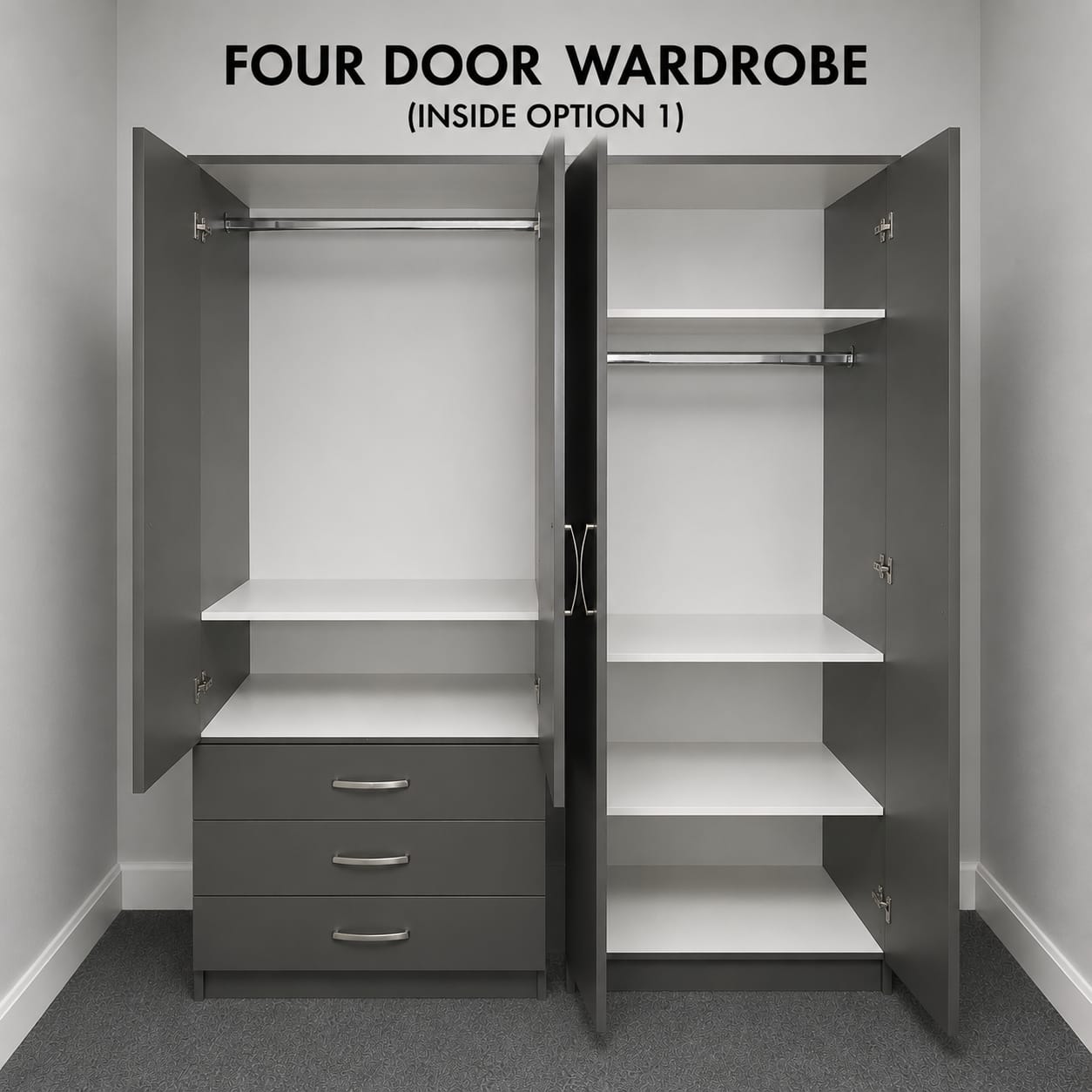2 Mirrors & 3 Drawers ( 4 DOOR)