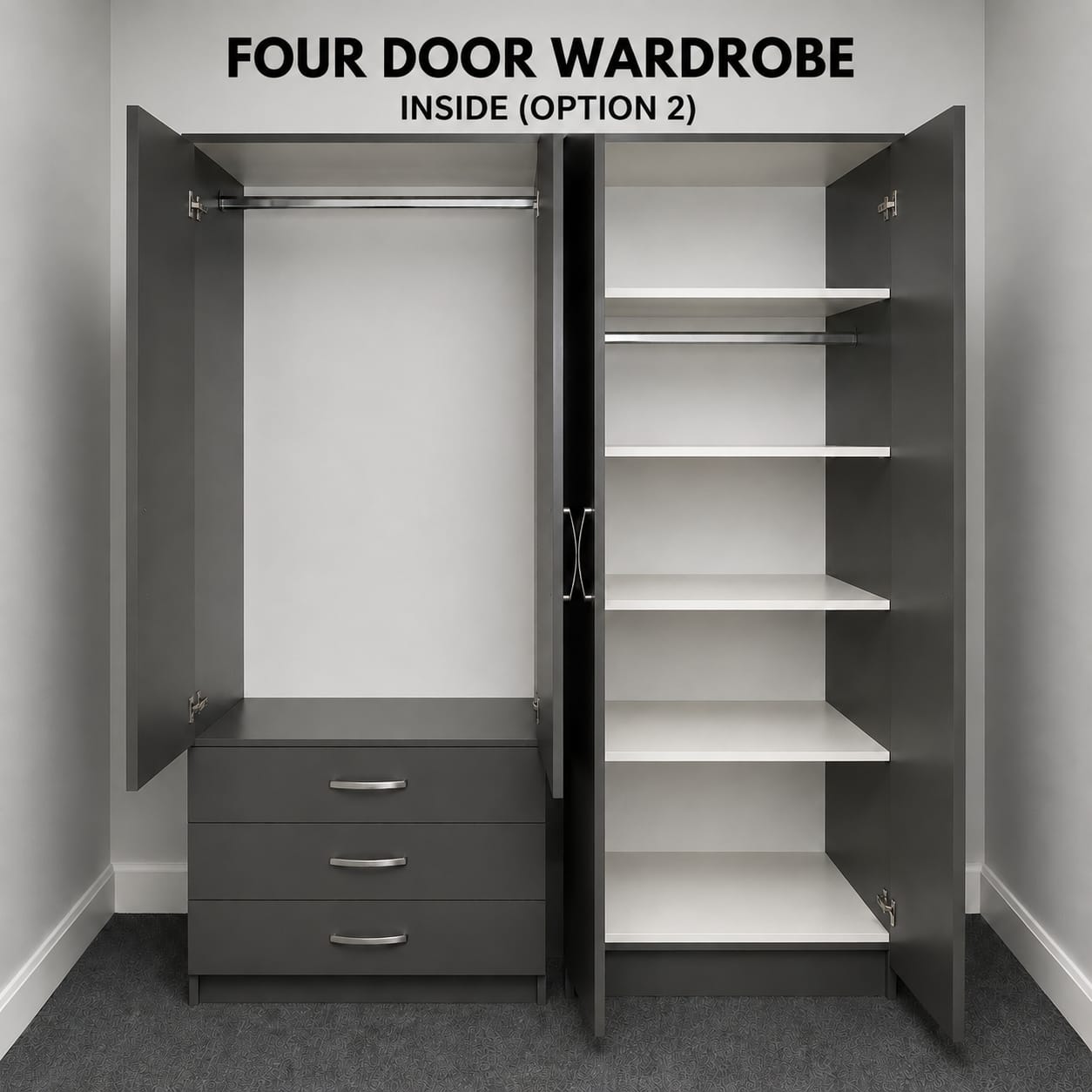 2 Mirrors & 3 Drawers ( 4 DOOR)