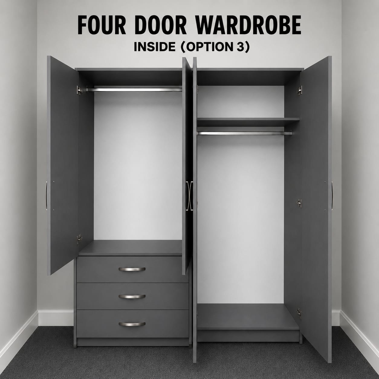 2 Mirrors & 3 Drawers ( 4 DOOR)