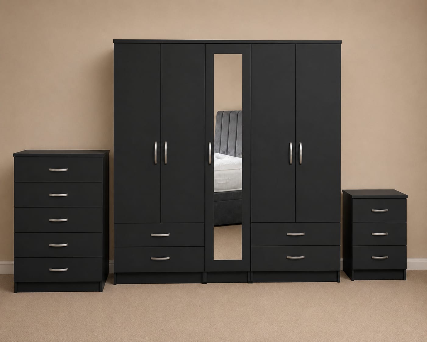 1 Mirror & 2 Drawers ( 5 DOOR SET)