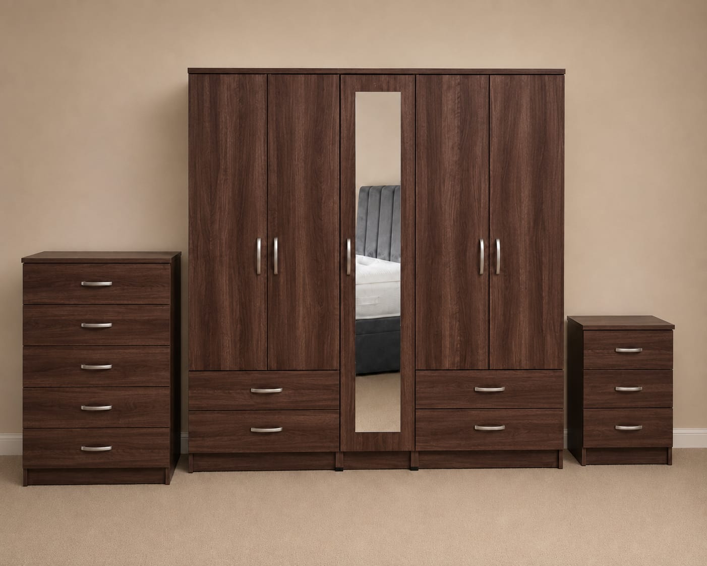 1 Mirror & 2 Drawers ( 5 DOOR SET)