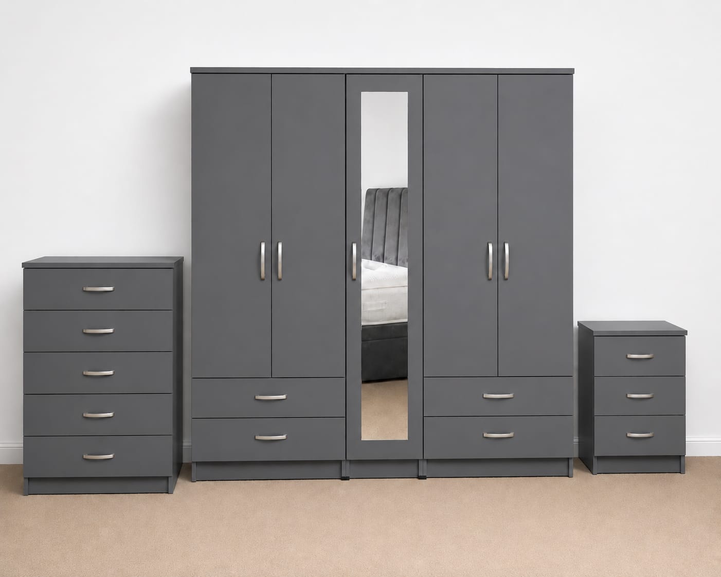 1 Mirror & 2 Drawers ( 5 DOOR SET)