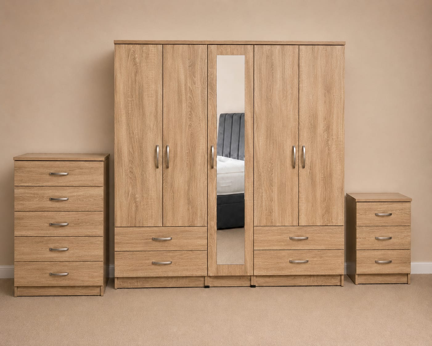 1 Mirror & 2 Drawers ( 5 DOOR SET)