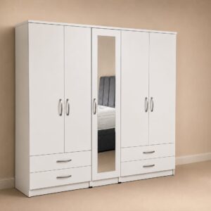 1 Mirror & 2 Drawers ( 5 DOOR) - White