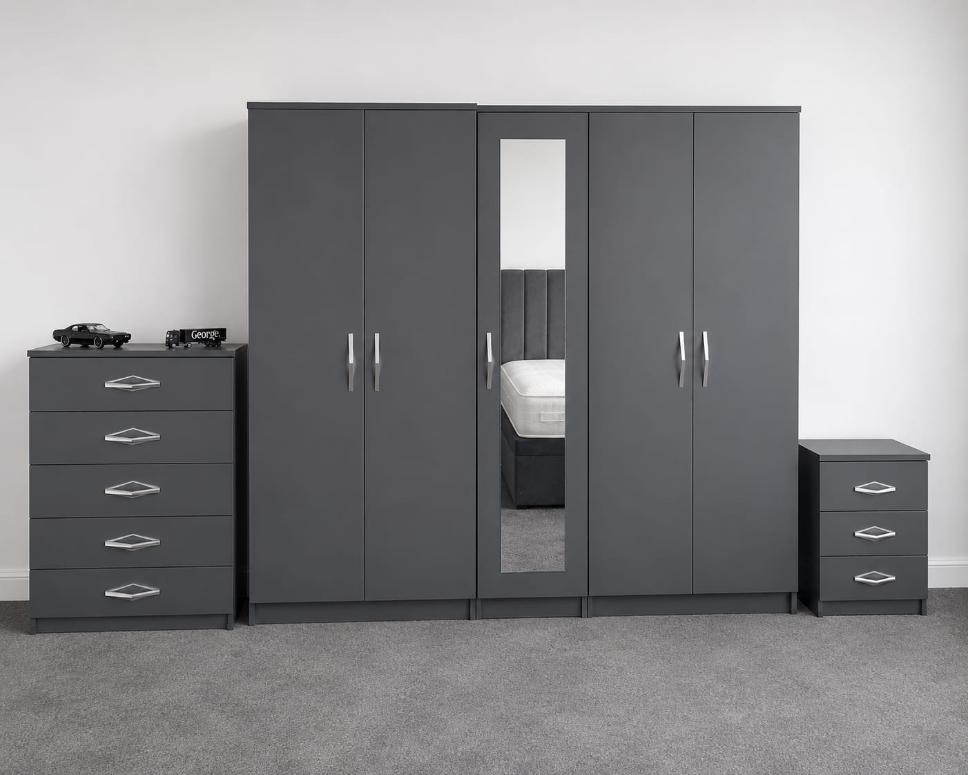 1 Mirror- No Drawers ( 5 DOOR SET)