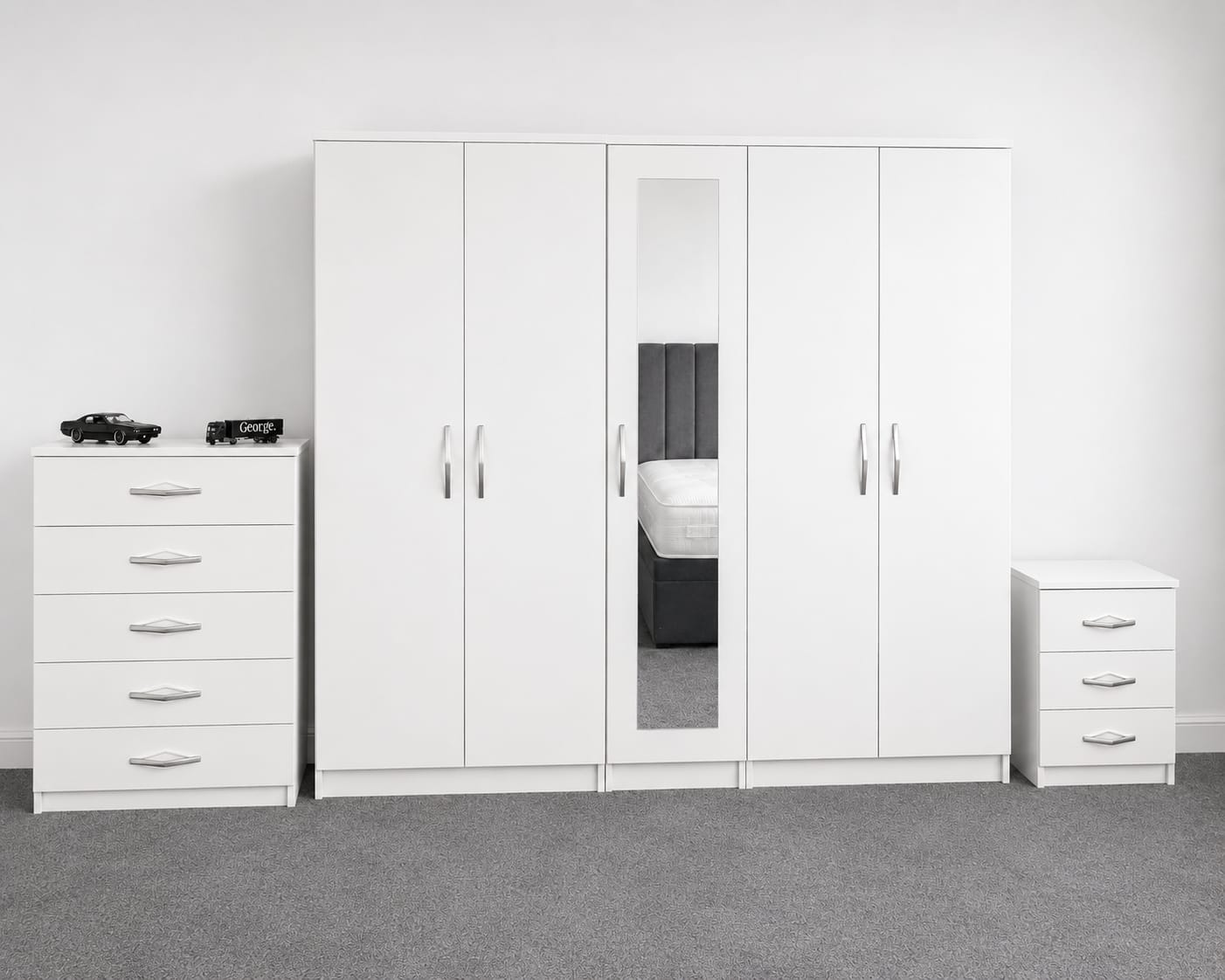 1 Mirror- No Drawers ( 5 DOOR SET)