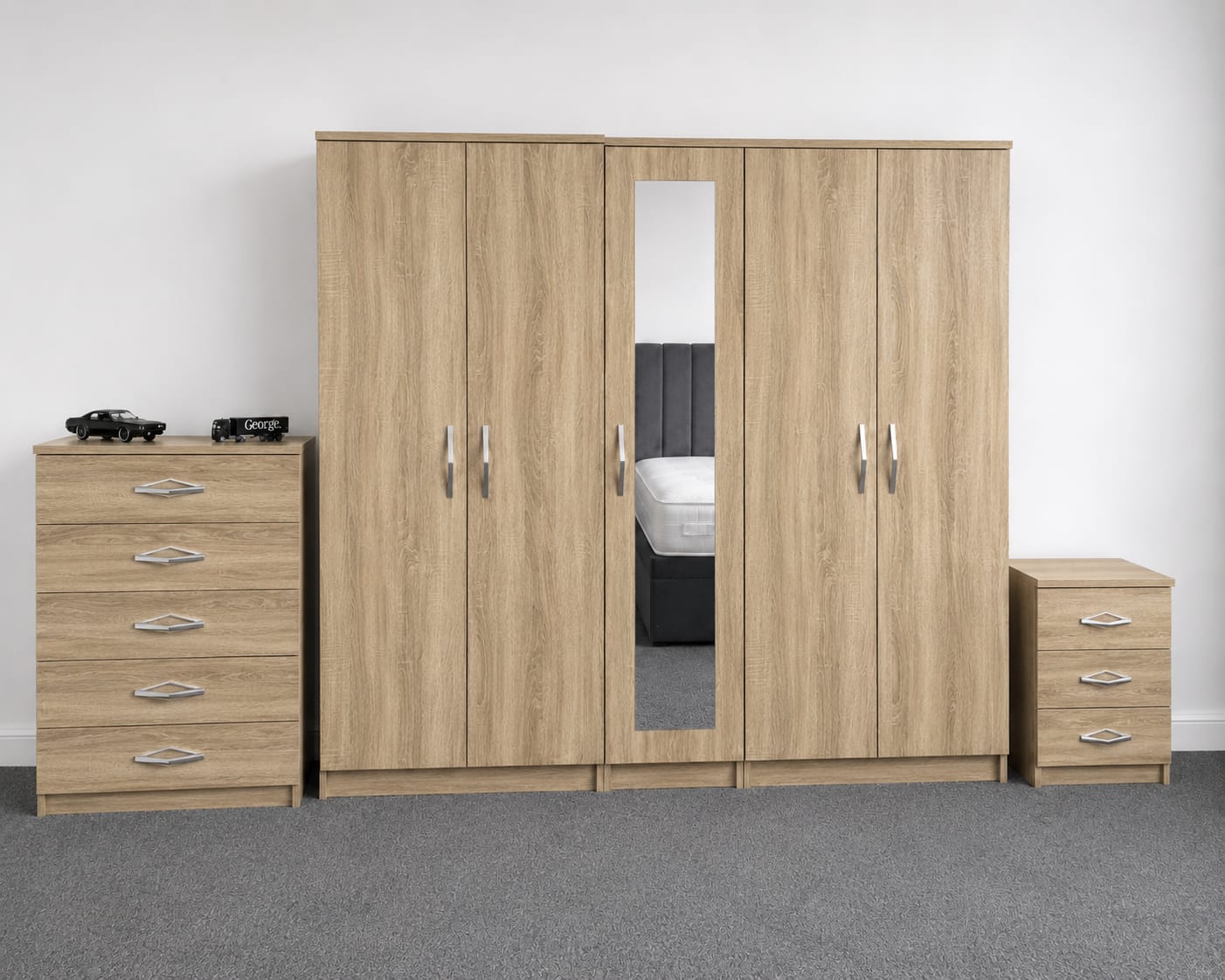 1 Mirror- No Drawers ( 5 DOOR SET)