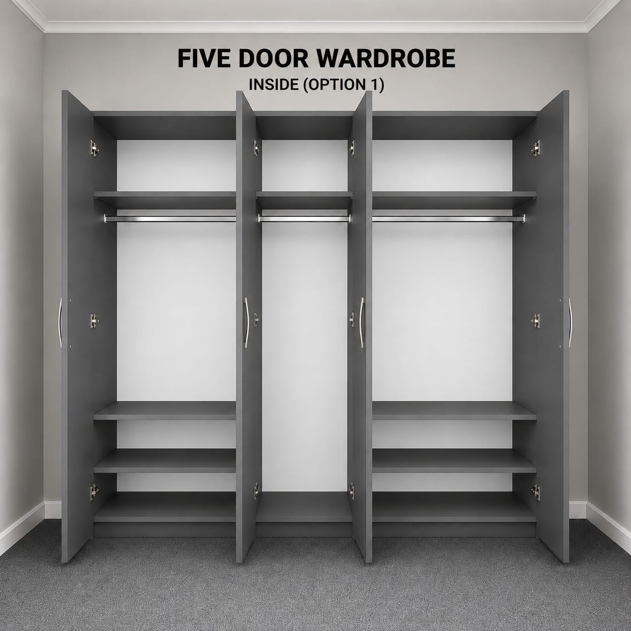 1 Mirror- No Drawers ( 5 DOOR SET)