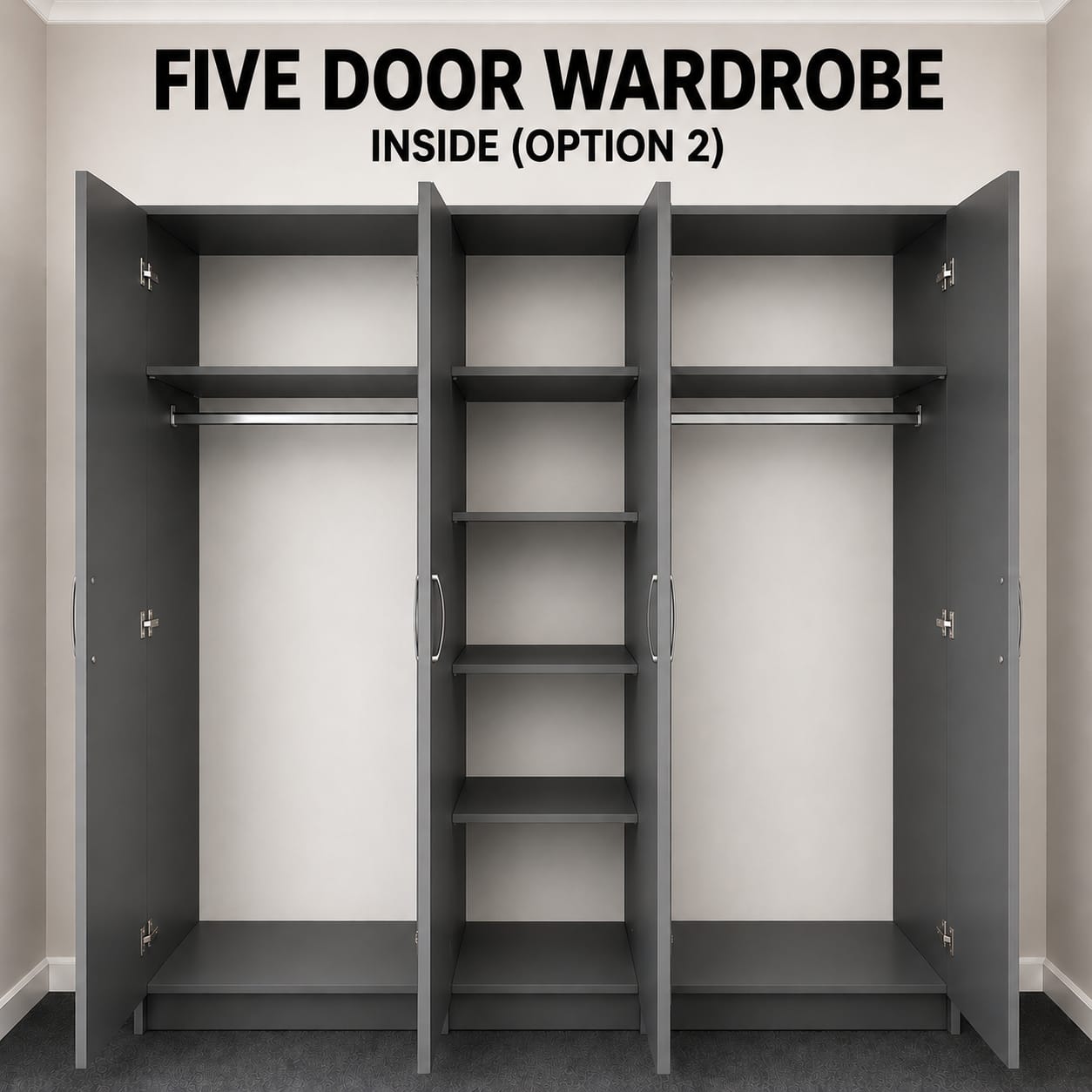 1 Mirror- No Drawers ( 5 DOOR SET)