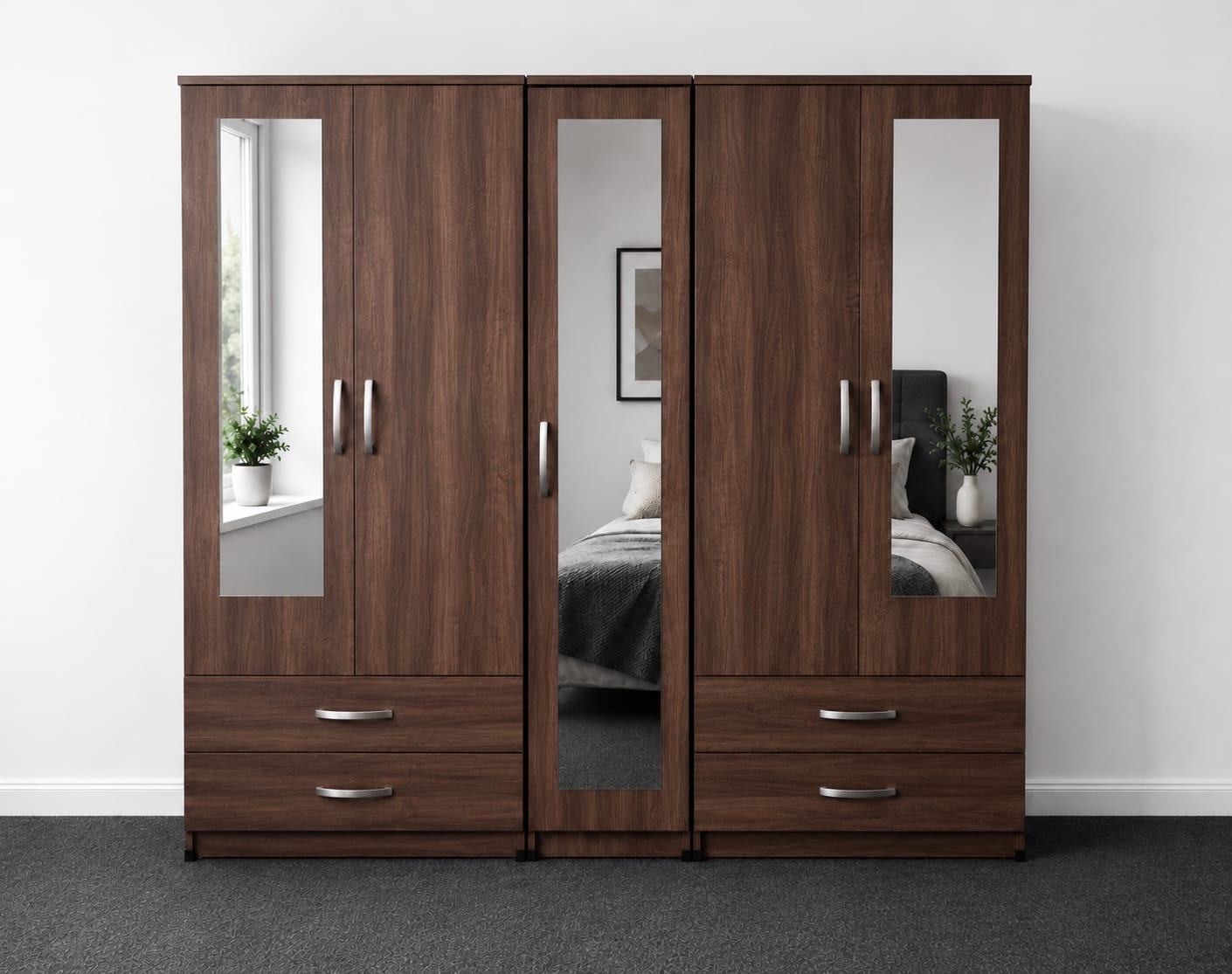 3 Mirror & 2 Drawers ( 5 DOOR)