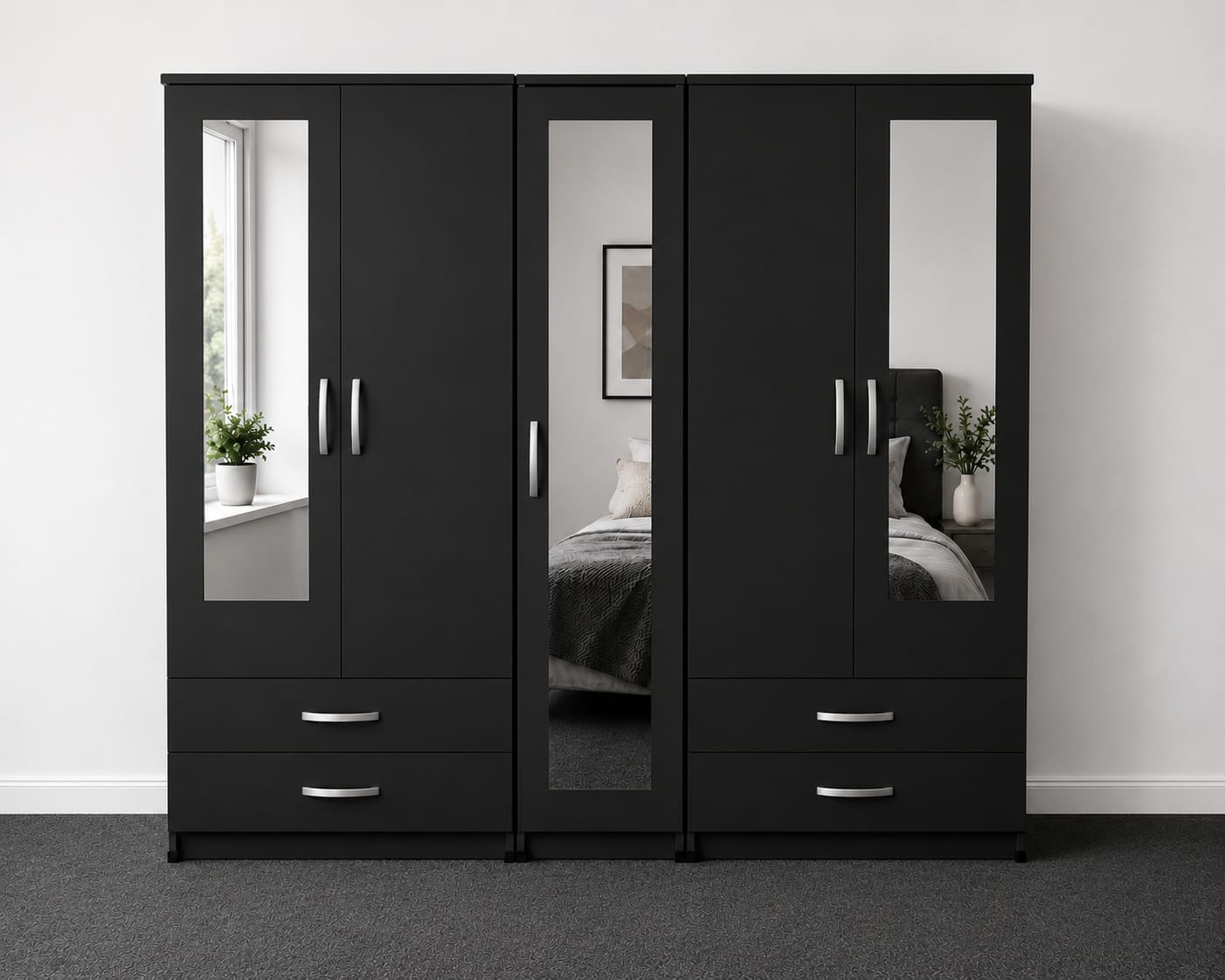 3 Mirror & 2 Drawers ( 5 DOOR)